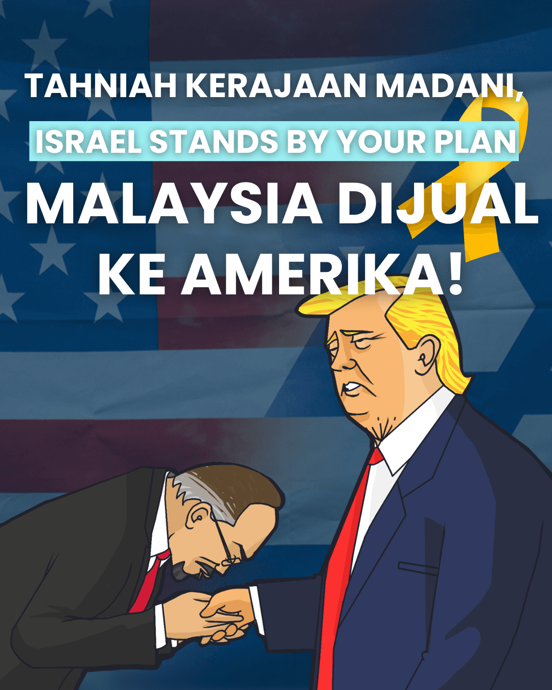 Karikatur/kartun Anwar cium tangan Trump